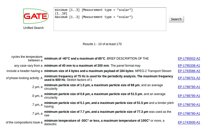 Measurement ranges.